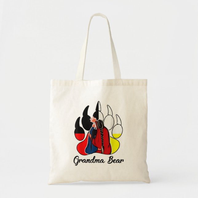 Tote Bag Grandma Bear Native American TShirt (Devant)
