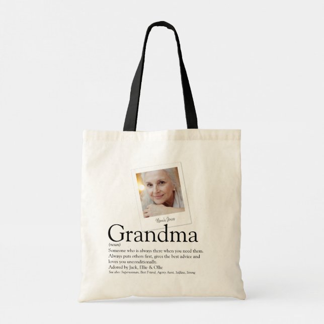 Tote Bag Grandma grand-mère Grandmère Définition Photo (Dos)