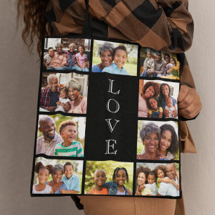 Tote Bag Grandma Love 10 Photo Collage noir