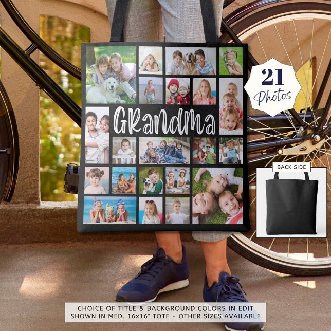 Tote Bag Grandma moderne 21 Photo Collage Couleur personnal (Créateur téléchargé)