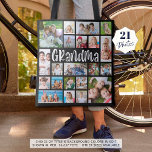 Tote Bag Grandma moderne 21 Photo Collage Couleur personnal<br><div class="desc">Créez un sac fourre-tout de conservation de collage photo moderne pour une grand-mère en utilisant ce modèle facile à télécharger avec 21 photos de ses petits-enfants dans différentes tailles et formes et le titre GRANDMA en amusant, typographie blanche sur votre choix de couleur arrière - plan. Fait un cadeau significatif...</div>
