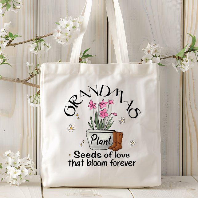 Tote Bag Grandmas Plantes Graines D'Amour Moderne Fleur ten (Créateur téléchargé)