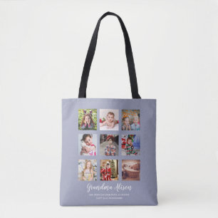 Tote Bag GRANDPARENT CADEAUX DE COLLAGE PHOTO - Bleu Dusty