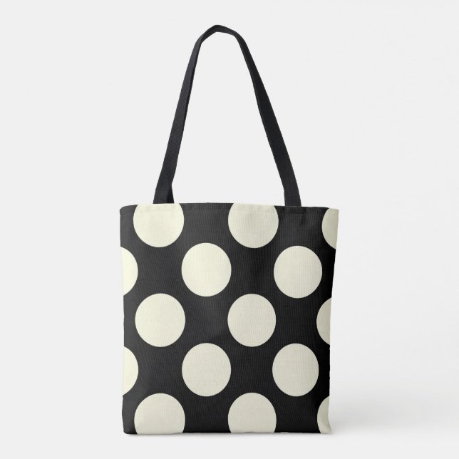 Tote Bag Grands cercles pois crème sur noir (Dos)