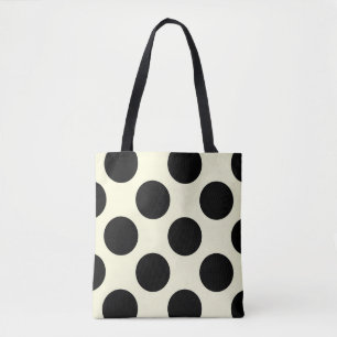 Tote Bag Grands cercles pois motif noir et crème
