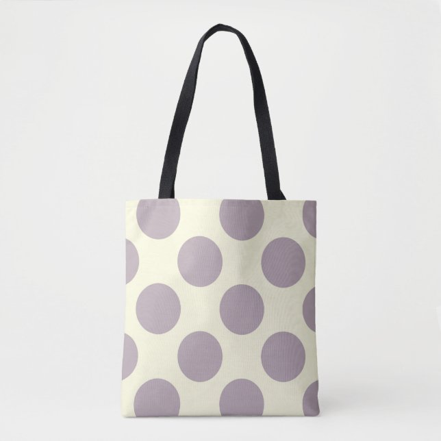 Tote Bag Grands cercles pois motif violet et crème (Devant)