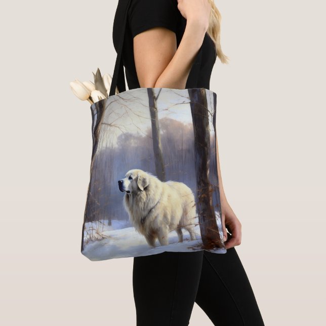 Tote Bag Grands Pyrénées Qu'il neige Noël (De près)