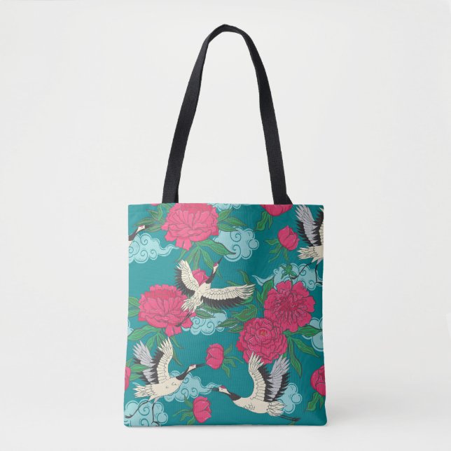 Tote Bag Granes Peonies : Graphiques floraux Vintages (Devant)