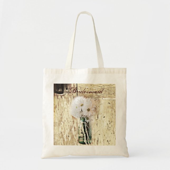 Tote Bag grange rustique bois campagne marguerite bridesmai (Devant)