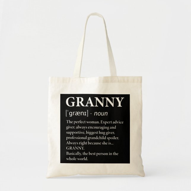 Tote Bag Granny Definition Grandma Funny Grand-mère (Devant)