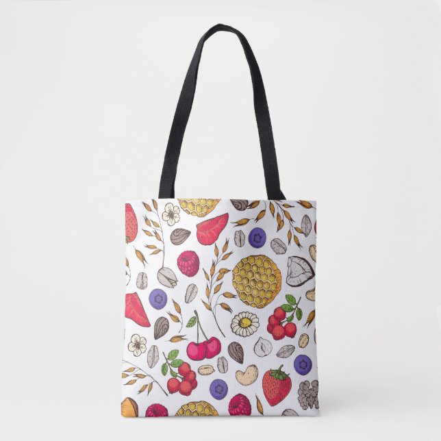 Tote Bag Granola, motif muesli sans soudure. Main des floco (Devant)