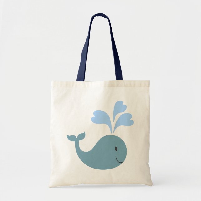 Tote Bag Graphique de baleine bleue mignonne (Devant)
