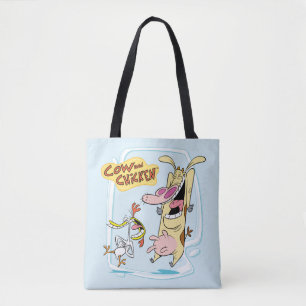 Tote Bag Graphique de rire de vache et de poulet