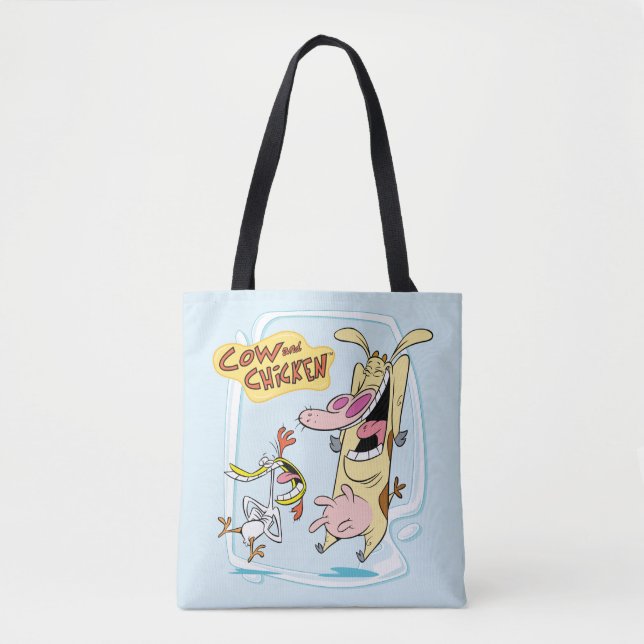 Tote Bag Graphique de rire de vache et de poulet (Devant)