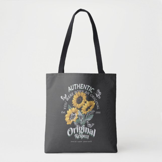 Tote Bag Graphique des tournesols et papillons (Devant)