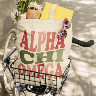 Tote Bag Graphique empilé rétro groovy Alpha Chi Omega
