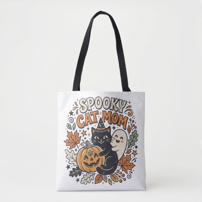 Tote Bag Graphique Halloween de maman chat vintage (Devant)