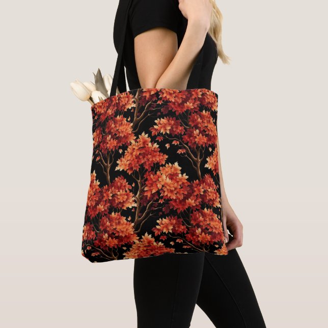 Tote Bag Graphique Motif sans couture Red Fall Maple Tree (De près)