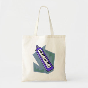 Tote Bag Graphique portatif bleu de piano du clavier 80s de