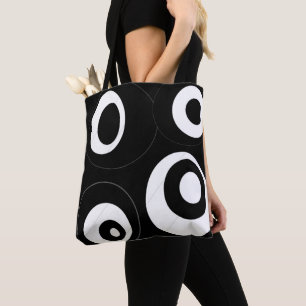 Tote Bag graphique rond noir et blanc