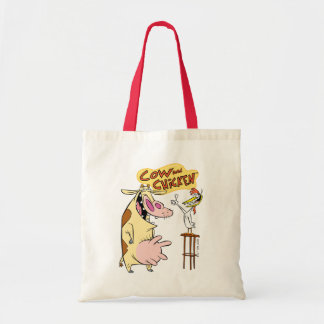 Tote Bag Graphique souriant de vache et de poulet