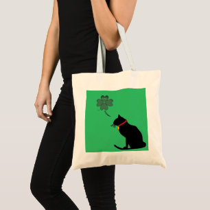 Tote Bag Graphique vert et blanc Fourre-tout de chat de