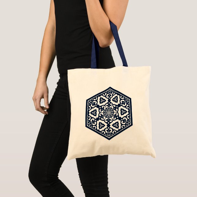 Tote Bag Graphique vintage bleu ottoman turc Tracery (Devant (produit))