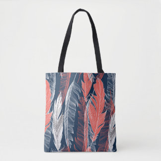 Tote Bag Graphiques En Plumes, Beau Motif sans couture.
