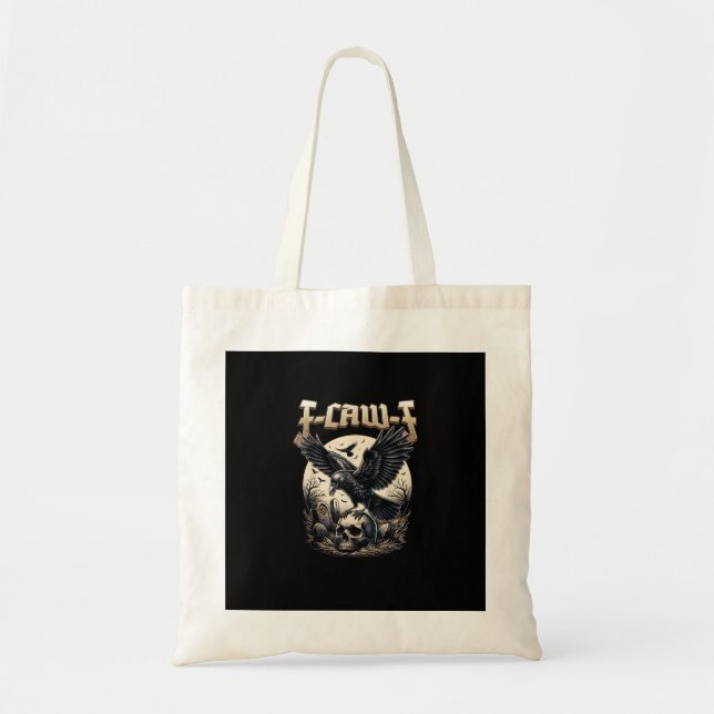 Tote Bag Graphisme Crâne Gothique F-Caw-F Corbeau Humour Ad (Devant)