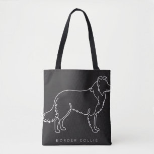 Tote Bag Graphisme de chien en art linéaire minimaliste Bor