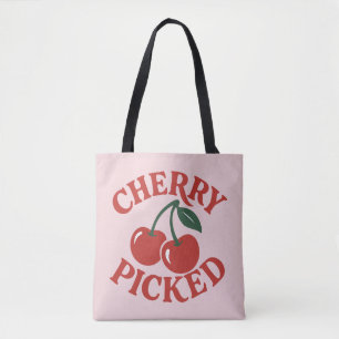 Tote Bag Graphisme de fruit rétro tendance à la cerise