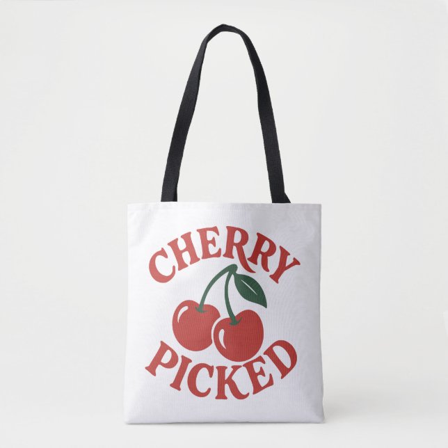 Tote Bag Graphisme de fruit rétro tendance sélectionné Cher (Devant)