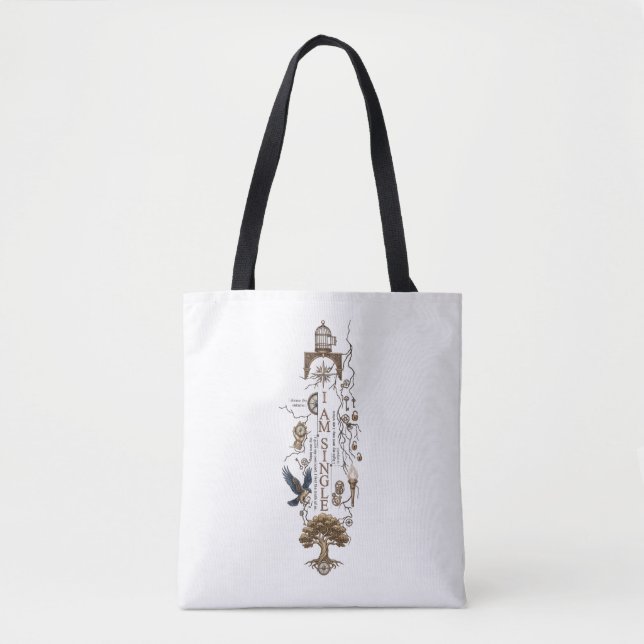 Tote Bag Graphisme de ligne verticale Sérénité spirituelle (Devant)