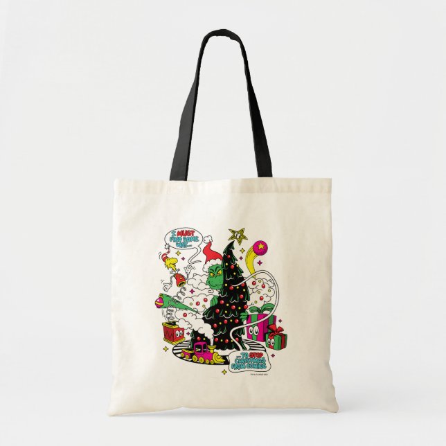Tote Bag Graphisme de Noël coloré de Grinch (Devant)