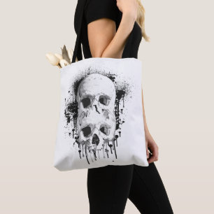 Tote Bag Graphisme de projection d'encre noire de crâne