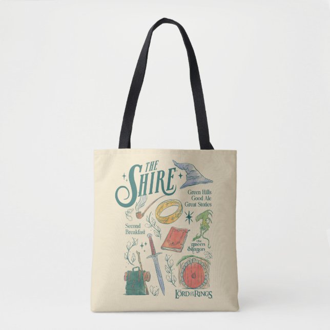 Tote Bag Graphisme en collage aquarelle THE SHIRE™ (Devant)