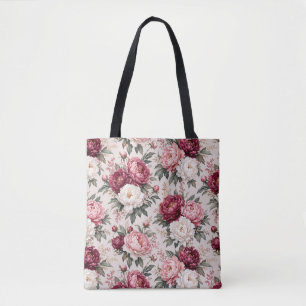 Tote Bag Grappes de bouquet de pivoine premium sophistiqué