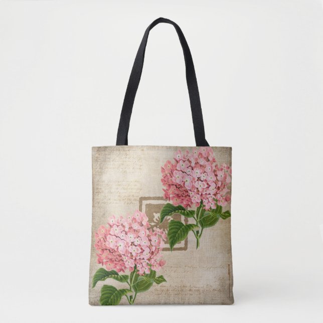 Tote Bag Grappes d'hortensia rose II (Devant)