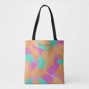 Tote Bag Gras coloré Artiste moderne Motif + Nom personnali