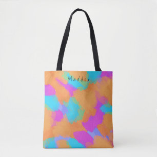 Tote Bag Gras coloré Artiste moderne Motif + Nom personnali