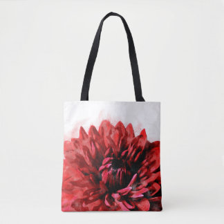 Tote Bag Gras Dahlia Aquarelle Crimson