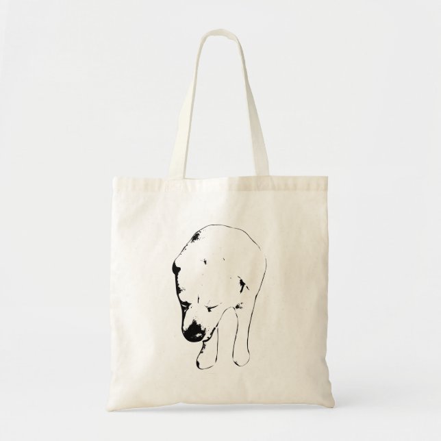 Tote Bag Gras Labrador Lines, Joyeux Tête Tilt (Devant)