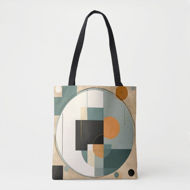 Tote Bag Gras rétro : Cercles et rectangles Abstraits (Devant)