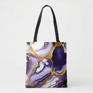 Tote Bag Gras Trendy violet jaune or faux marbre
