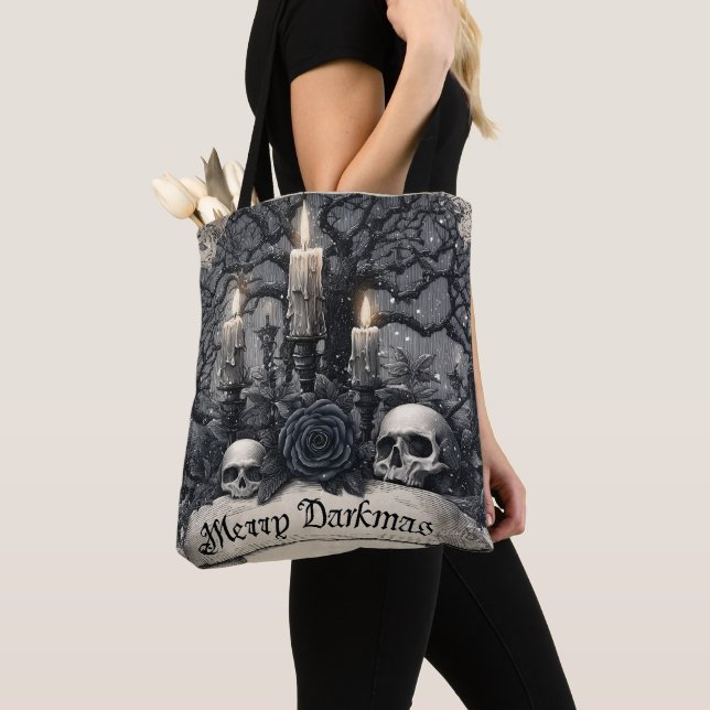 Tote Bag Gravure ancienne d'une scène de Noël gothique (De près)