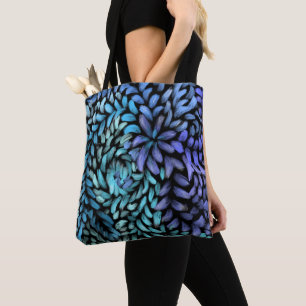 Tote Bag Gravure de toile turquoise et bleu pour pétales pi