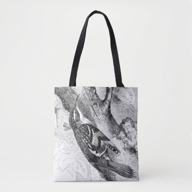 Tote Bag Gravures d'oiseaux - un Grimpereau. Ornithologue (Devant)