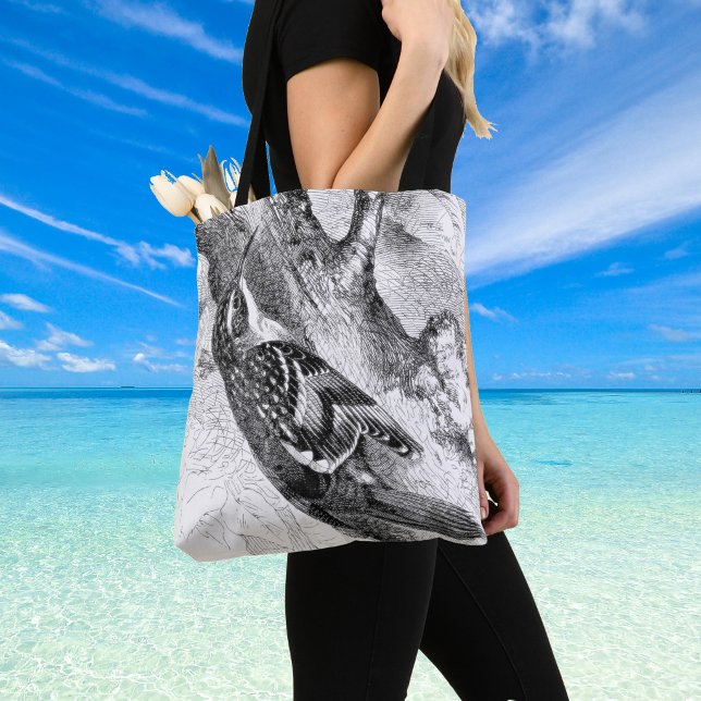 Tote Bag Gravures d'oiseaux - un Grimpereau. Ornithologue (Treecreeper design shoulder bag)