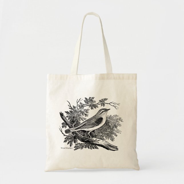 Tote Bag Gravures d'oiseaux - une Paruline bois (Devant)