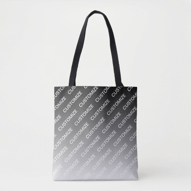 Tote Bag Gray (changeable color) Ombre & Text Pattern (Devant)